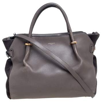 Pre Owned Nina Ricci Grey Leather and Suede Medium Marche Tote