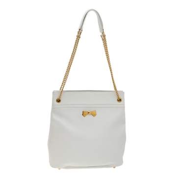 Pre Owned Nina Ricci White Leather Chain Shoulder Bag
