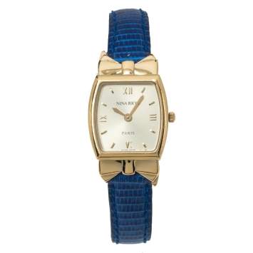 Pre Owned Nina Ricci Royal Blue Leather Gold Plated Women's Wristwatch 19mm