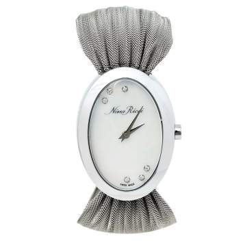 Pre Owned Nina Ricci Mother Of Pearl Stainless Steel Pleated Mesh N035.13 Women's Wristwatch 25 mm