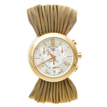 Pre Owned Nina Ricci Silver Gold Tone Stainless Steel N021.45 Women's Wristwatch 31 mm