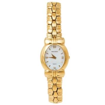 Pre Owned Nina Ricci Mother of Pearl Gold Plated Stainless Steel S959 Women's Wristwatch 22 mm
