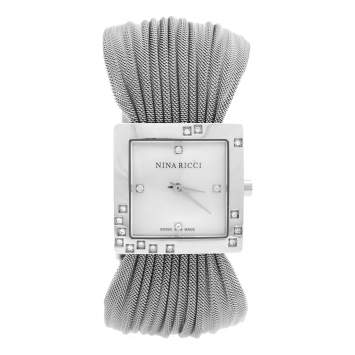Pre Owned Nina Ricci Mother of Pearl Stainless Steel Diamonds N019.12 Women's Wristwatch 24 mm