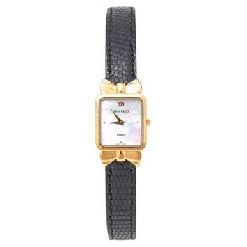 Pre Owned Nina Ricci Mother of Pearl Gold Plated Stainless Steel S950 Women's Wristwatch 18 mm