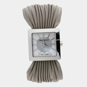 Pre Owned Nina Ricci White Mother of Pearl Stainless Women's N019.12 Quartz Watch 24 mm