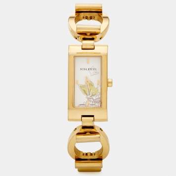 Pre Owned Nina Ricci White Gold Plated Stainless Steel NO2042 Women's Wristwatch 14 mm