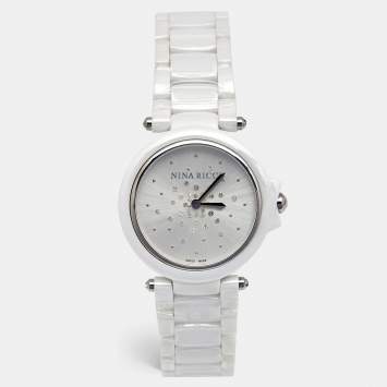 Pre Owned Nina Ricci  White High-Tech Ceramic Stainless Steel NO68005SM Women's Wristwatch 36.50 mm