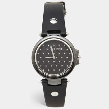 Pre Owned Nina Ricci Black Hi-Tech Ceramic Stainless Steel Silicone Rubber NO68010SM Women's Wristwatch 36.50 mm