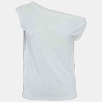Pre Owned Norma Kamali White Jersey Drop-Shoulder Top XS