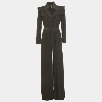 Pre Owned Norma Kamali Black Jersey Wide Leg Jumpsuit S