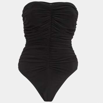 Pre Owned Norma Kamali Black Gathered Jersey Bill Mio Swimsuit XL