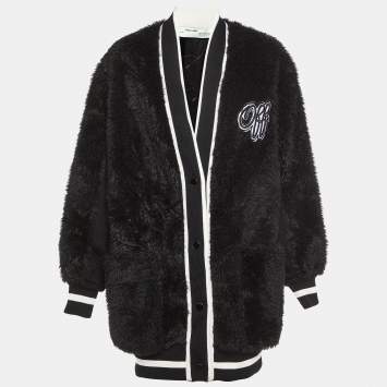 Pre Owned Off-White Black Faux Fur Oversized Sweater Cardigan M