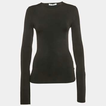 Pre Owned Off-White Black Rib Knit Back Open Fitted Top S