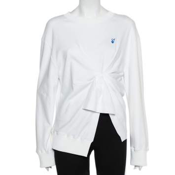 مملوكة مسبقًا Off-White White Cotton Knot Detail Sweatshirt M