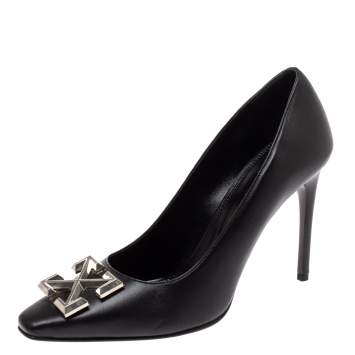 Pre Owned Off-White Black Leather Arrow Embellished Pumps Size 41