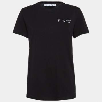 Pre Owned Off-White Black Liquid Melt Arrow Logo Cotton T-Shirt S