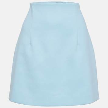 Pre Owned Off-White Blue Crepe Mini Skirt M