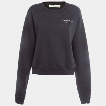 Pre Owned Off-White Black Leaves Arrows Embossed Crewneck Sweatshirt M