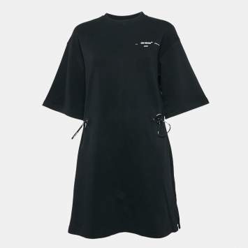 Pre Owned Off-White Black Puzzle Arrow Print Cotton Knit Mini Dress S