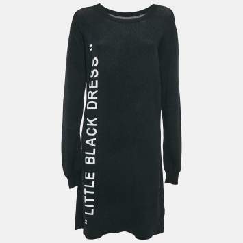 Pre Owned Off-White Black Stretch Knit Little Black Midi Dress L