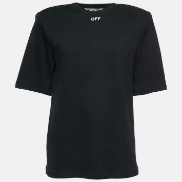 Pre Owned Off-White Black Off Print Cotton Crew Neck T-Shirt M 