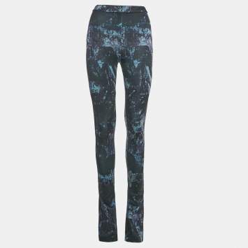 Off-White Black Abstract Print Jersey Flared Leggings S