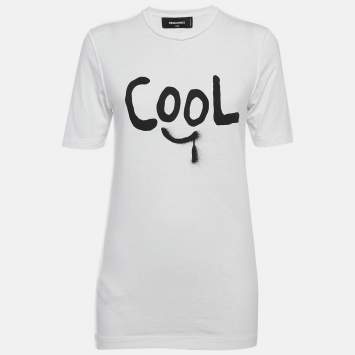 Pre Owned Off-White White Printed Cotton Twisted Renny Fit T-Shirt XXS