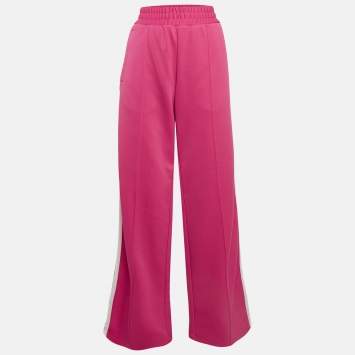 Off-White Pink Cotton Jersey Side Striped Track Pants L