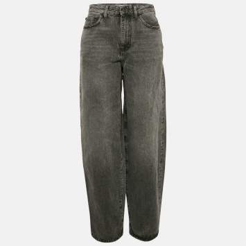 Pre Owned Off-White Grey Light Washed Denim Boy Friend Jeans M/Waist 28"