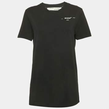 Off-White Black Leaf Embossed Jersey Crewneck T-Shirt M 
