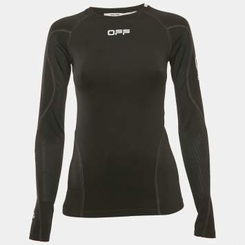 Pre Owned Off-White Black Jersey Long Sleeve T-Shirt XS