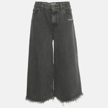 Pre Owned Off-White Black Faded Denim Culottes Jeans M Waist 29"