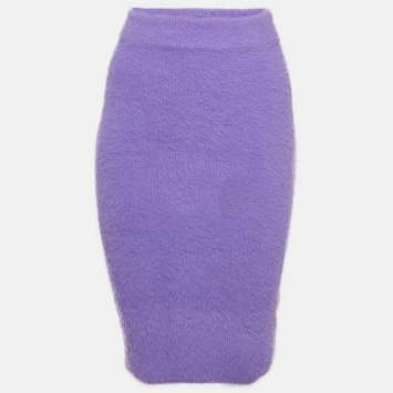 Pre Owned تنورة أوف وايت ليلك صوف صناعي صغيرة مقاس متوسط - ميديوم