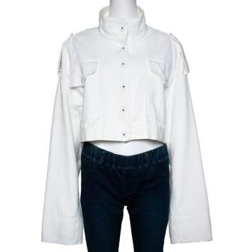 Pre Owned Off-White Cream Denim Cropped Jacket M 