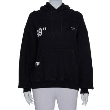 مملوكة مسبقًا Off-White Black Ice Man Printed Cotton Hoodie S