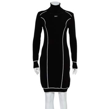 Pre Owned Off-White Black Knit Turtleneck Mini Dress M