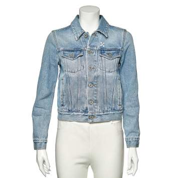 Pre Owned Off-White Blue Denim Distressed Button Front Jacket S