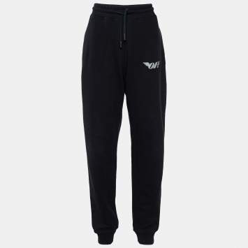 Pre Owned Off-White Black Cotton Knit Logo Track Pant M