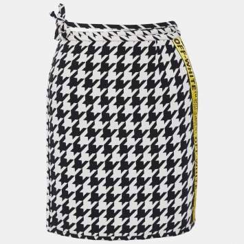 Pre Owned Off-White Monochrome Wool Wrap Mini Skirt S