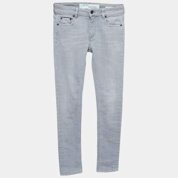 Pre Owned Off-White Grey Denim Skinny Jeans S Waist 26"