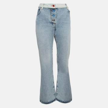 Pre Owned Off-White Light Blue Denim Buttoned Jeans M Waist 30"