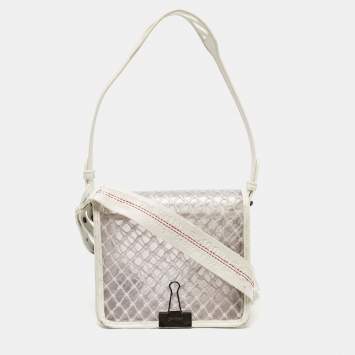 Pre Owned Off-White White/Clear PVC Net Binder Clip Crossbody Bag