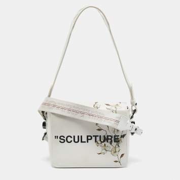 Pre Owned Off-White White Leather Sculpture Binder Clip Crossbody Bag