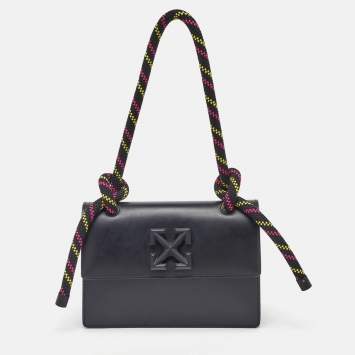 Off-White Black Leather 1.4 Gummy Jitney Top Handle Bag