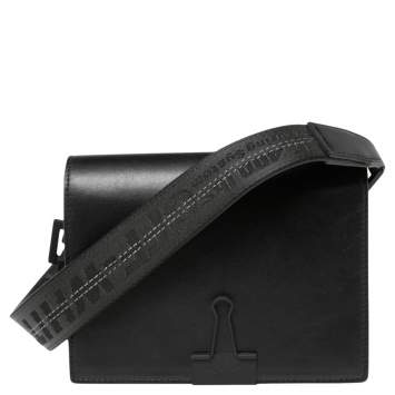 Pre Owned Off-White Black Leather Binder Clip Crossbody Bag