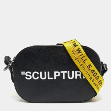 Pre Owned Off-White Black Printed Leather Virgil Abloh Camera Bag