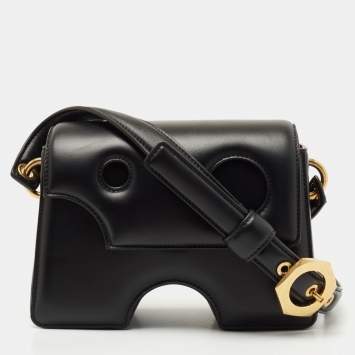 Pre Owned Off-White Black Leather Burrow 22 Shoulder Bag