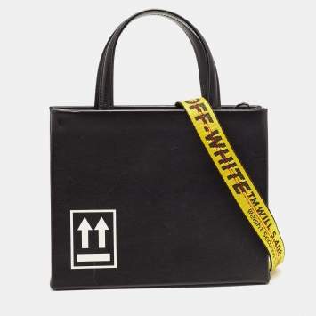 Pre Owned  Off-White Black Leather Mini Box Tote
