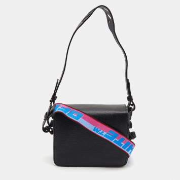 Pre Owned Off-White Black Leather Sculpture Binder Clip Crossbody Bag