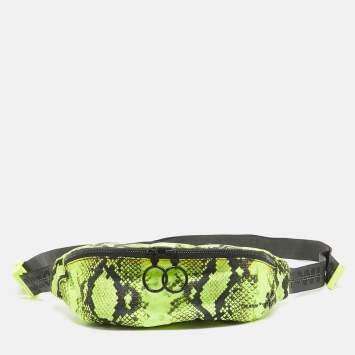 Pre Owned Off-White Neon Green/Black Python Print Nylon Fanny Pack Belt Bag
